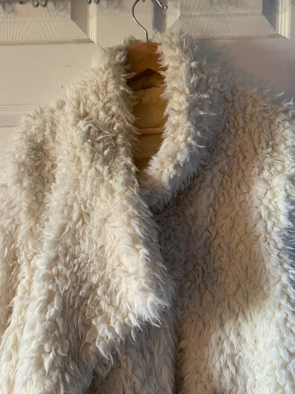 Free People Cream Faux Shearling Teddy Jacket